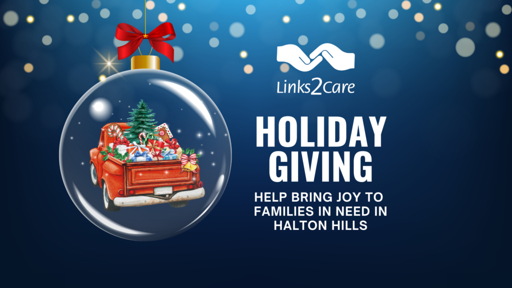 Holiday Giving 2026 program banner encouraging community support and holiday assistance for families and seniors in Halton Hills.